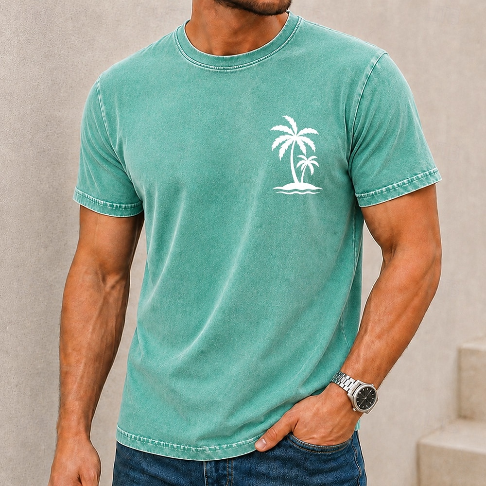 Homme Tropical Cocotier Chemise délavée à l'acide T-shirt épais Manche Courte T-shirt DTG Col ras du cou Chemise Vacances Hawaïen Quotidien Fête Bleu Rose Claire Orange Printemps & Été Vêtement Tenue de 2026 ? $27.99 –P2