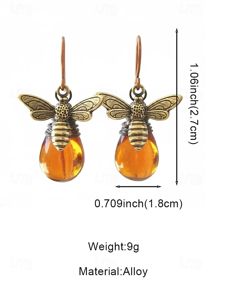 Women's Boho Bumble Bee Drop Earrings - Vintage Gold Alloy & Yellow Glass Crystal Honeybee Dangle Earrings for Summer Beach Vacation, Daily Casual Wear & Unique Nature Jewelry Gift 2026 - $7.99 –P8