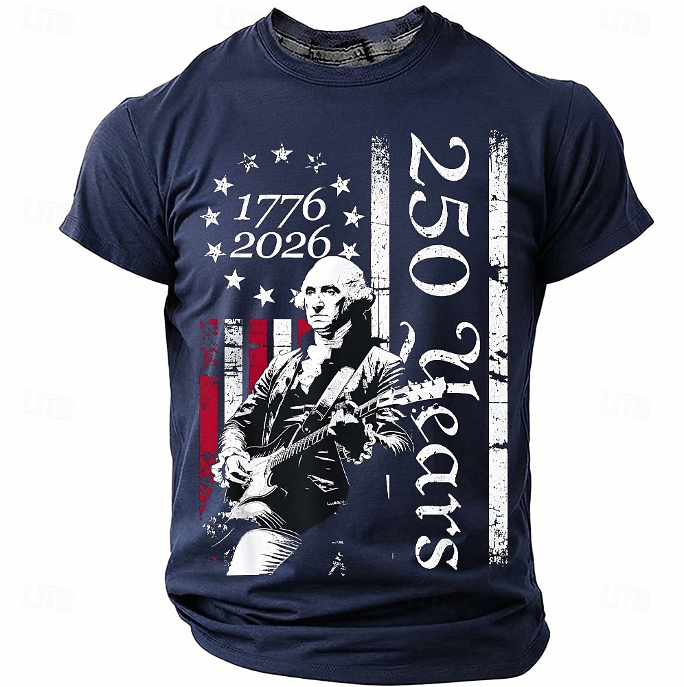 4 juillet 2026, 250e anniversaire Homme Couleur Unie Drapeau Américain T-shirt Manche Courte T-shirt Impression 3D Col ras du cou Chemise Vintage Rétro Patriotique Quotidien Festival Bleu Noir Rouge de 2026 ? $18.99 –P2