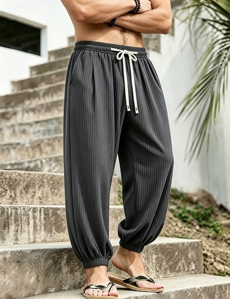 Per uomo Joggers Pantaloni Pantaloni casual Pantaloni a Nido d'Ape Coulisse Tasca Elastico in vita Tinta unica Asciugatura Rapida Leggero Quotidiano All'aperto Vacanza Vacanza Elegante Nero Bianco del 2026 a $26.99 –P6