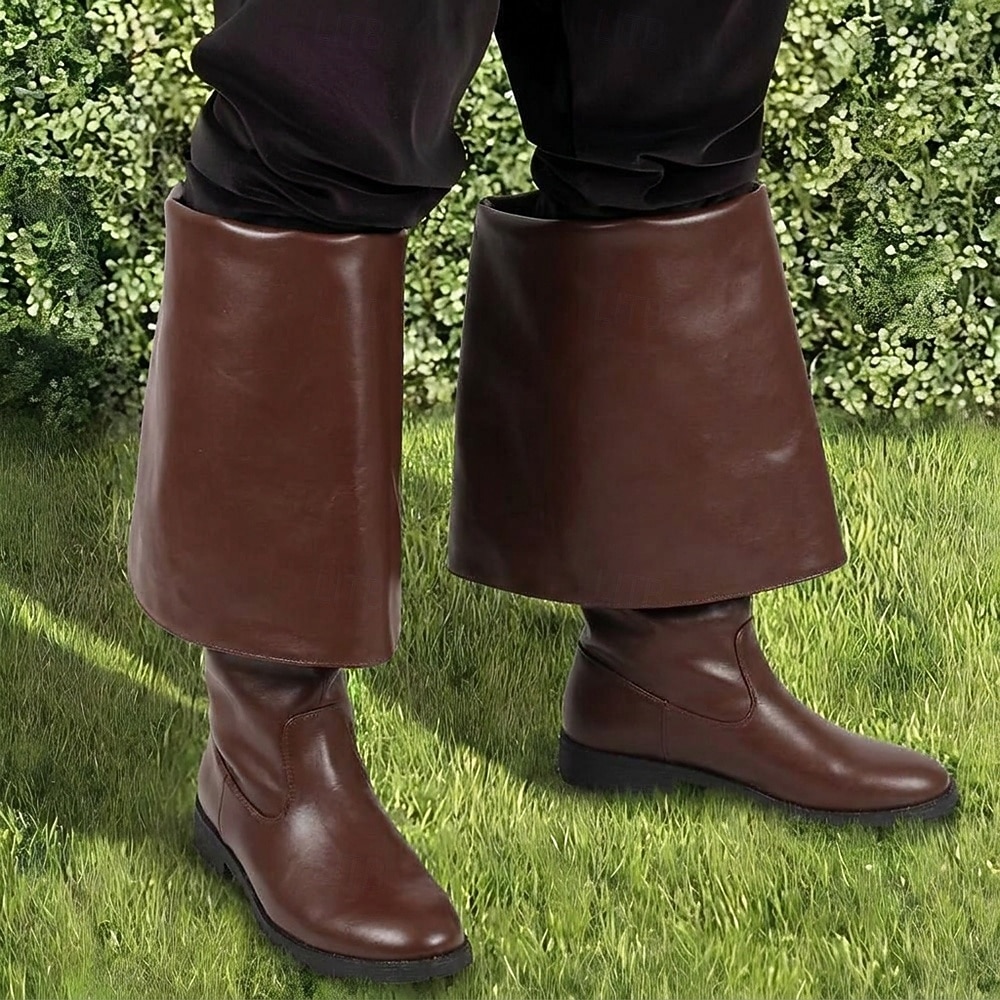 Medieval Renacimiento Zapatos Botas hasta la rodilla Botas planas de jazz Pirata Vikingo Cruzado Disfraz Hombre Celta Pirata Víspera de Todos los Santos Mascarada Rendimiento Fiesta y Noche LARP 2026 - $62.99 –P3