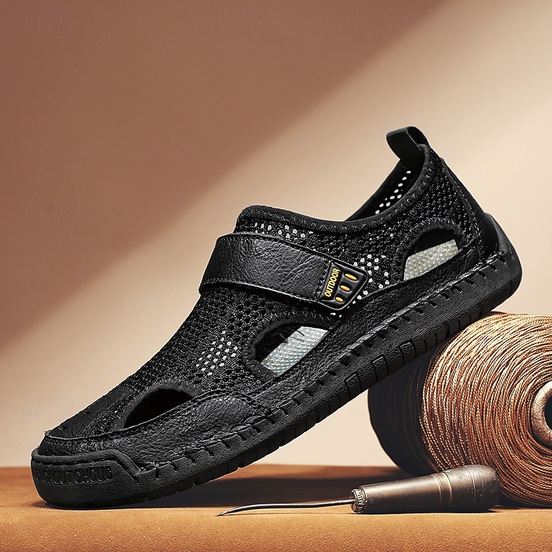 Sandali da pescatore beige da uomo: scarpe estive casual traspiranti a punta chiusa, ideali per passeggiate all'aperto, viaggi, gite in spiaggia, tempo libero nel fine settimana e comfort quotidiano. del 2026 a $42.99 –P1