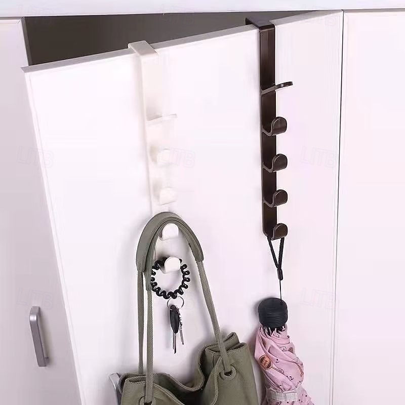 Cabideiro de porta para roupas, organizador de plástico para pendurar roupas na porta, com barra para pendurar bolsas, ideal para quarto e banheiro. &Prateleira para porta de armário de 2026 por $9.99 –P1