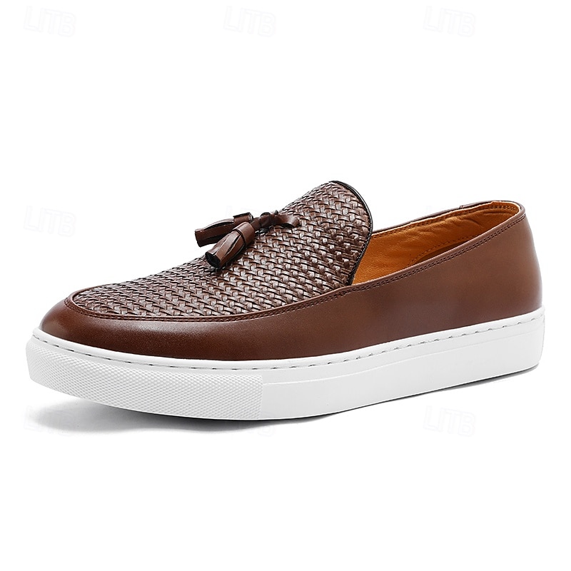 Mocassini da uomo in pelle intrecciata, scarpe eleganti casual senza lacci, scarpe leggere e comode per l'ufficio, i viaggi e l'uso quotidiano. del 2026 a $46.99 –P2