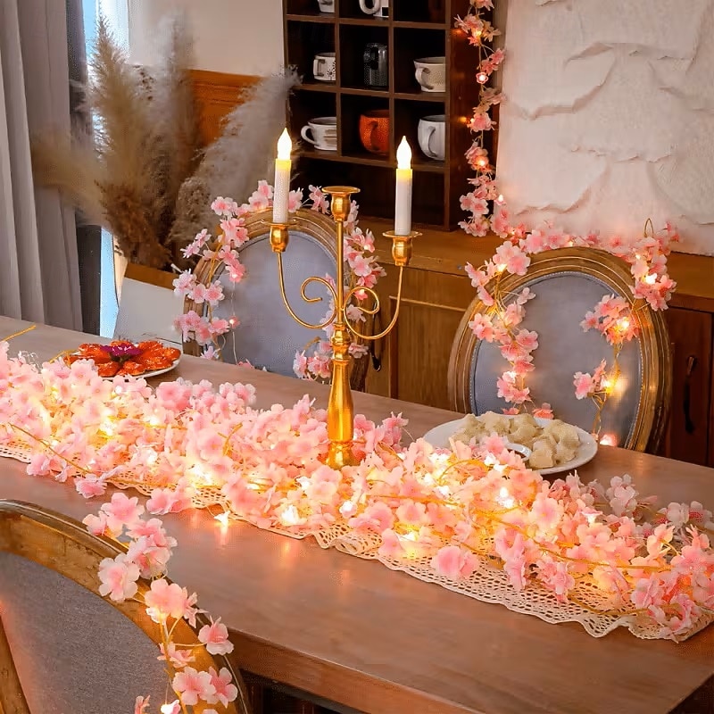 Luci a LED a filo di rame con simulazione di fiori di ciliegio rosa, alimentate a energia solare, lunghezza 2 m/5 m, ideali per matrimoni, feste di Natale, decorazioni per la casa, balconi, giardini, del 2026 a $16.49 –P3