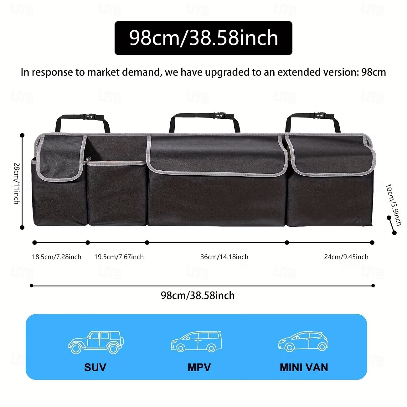 Auto-Rückenlehne &Kofferraum-Organizer, Hängetasche aus 600D Oxford-Gewebe für die Sitzlehne, vielseitige Aufbewahrungstasche fürs Auto, robuster, verschleißfester Organizer, kompatibel mit SUV und 2026 - $14.49 –P2