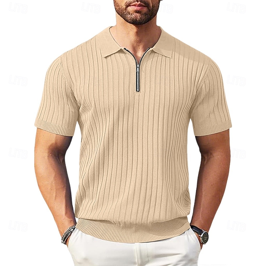 Pánské Polokošile Polo na zip Ležérní Denní Klopa Krátký rukáv Módní Základní Bez vzoru Lehká váha Čtvrtletní zip Léto Jaro Černá Bílá Námořnická modř Khaki Armádní zelená Polokošile 2026 - $24.99 –P18