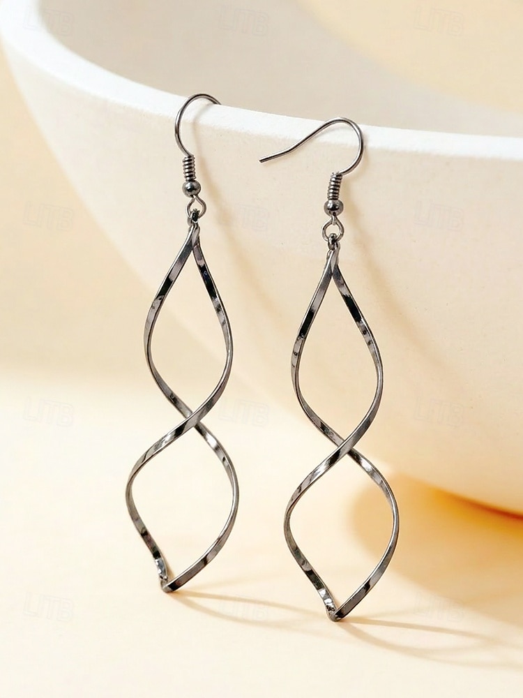 spiralformede dråpeøreringer til dame, bohemske øredobber i legering i gull/sølv, elegante statement-smykker til strandferie &daglig fritidsklær 2026 - $7.99 –P8