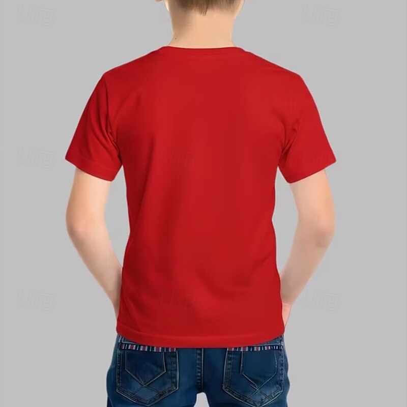 Cotton Kids Boys' Black White Red animal print T shirt Blouse Crew Neck Short Sleeve Outdoor Dailywear Fashion Streetwear Designer Printing Summer 2026 - $22.99 –P8
