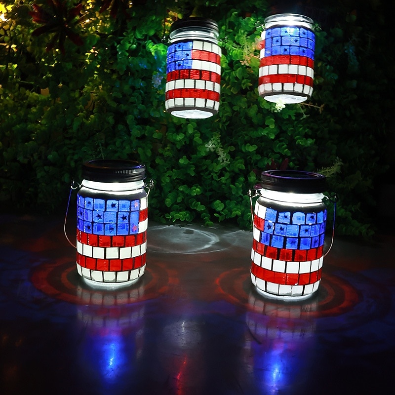 Luci a mosaico impermeabili a forma di bandiera americana in due pezzi per il 250° anniversario dell'indipendenza degli Stati Uniti (4 luglio), perfette per esterni, patio, giardino, terrazza, scalini del 2026 a $39.99 –P1