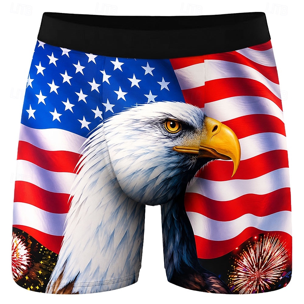 4. Juli 2026 250. Herren Adler US Flagge Dehnbare Boxershorts Badeshorts Boxer-Badeshorts Patriotisch Lässig Heim Strandurlaub Elastischer Bund Feuchtigkeitsableitend Atmungsaktive Unterwäsche 2026 - $17.99 –P1
