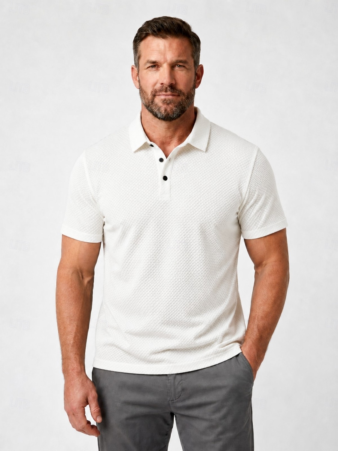 Men's Textured Golf Polos Shirts- Cooling Short Sleeve-Black White Grey 2026 - $33.99 –P8