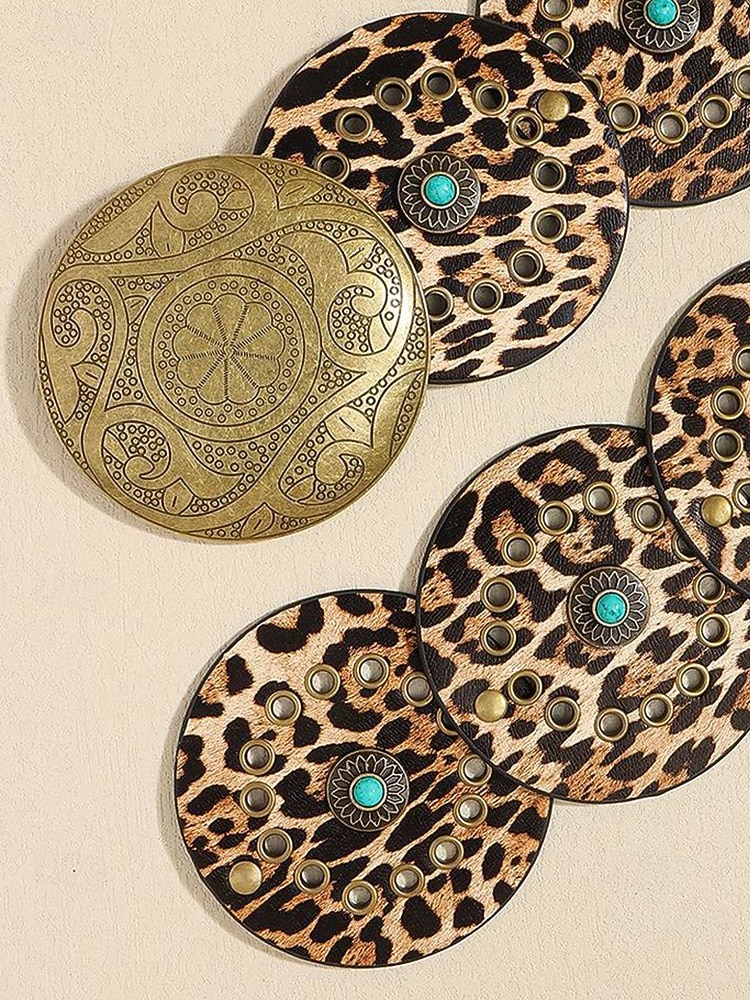 Boho-Gürtel mit runden Conchos für Damen, Western-Taillengürtel aus Kunstleder mit türkisfarbenen Nieten, Vintage-Gürtel mit Concho-Verzierung für Kleider, Festivals, Urlaub, Cowgirl-Look und lässige 2026 - $18.99 –P10
