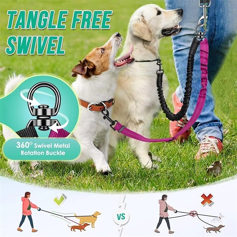 2pcs Dual Dog Leash Attachment - Double Leashes for Training Small to Large Dogs - Adjustable Strap Shock Absorbing Bungee Leashes 2026 - $20.99 –P1