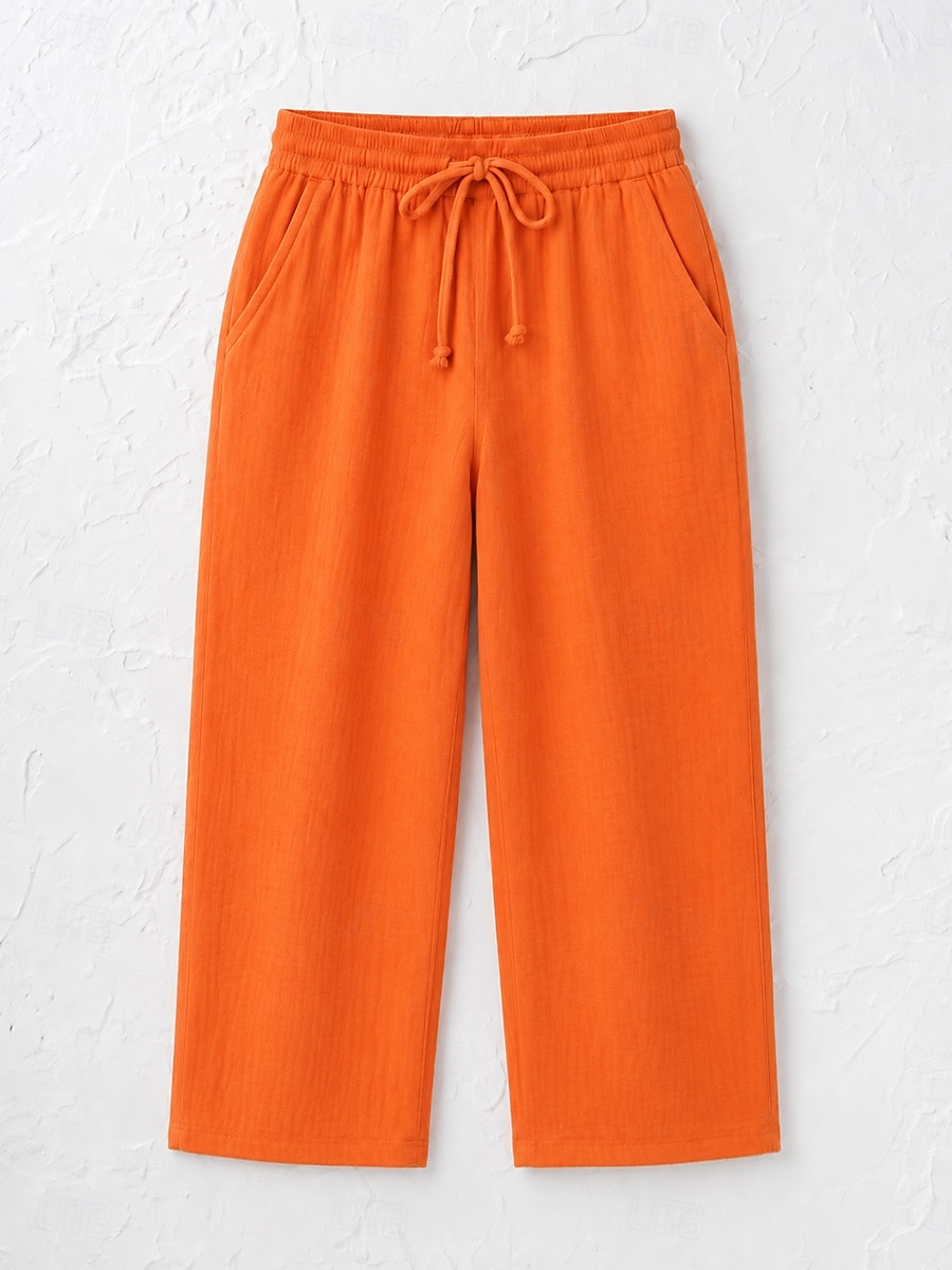 Women's Cotton Linen Shorts Capri Pants Chinos Summer Shorts Vacation Streetwear Casual Knee Length Medium Waist Plain Drawstring Pocket Comfortable Breathable Inelastic Daily Outdoor Street 2026 - $22.99 –P5