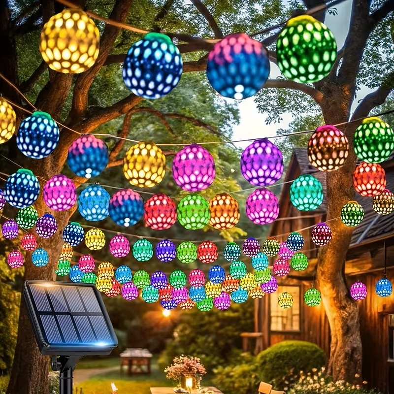 Solar Powered Garden Fairy String Lights Iron Moroccan Ball Fairy Lights 12m 100LEDs for Home Yard Balcony Porch Trees Outdoor Party Decoration 2026 - $39.99 –P1