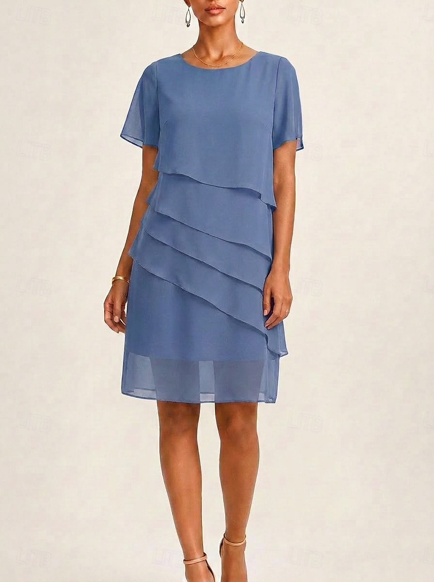 Women's Knee Length Dress Chiffon Dress Casual Dress Elegant Fashion Modern Outdoor Vacation Going out Regular Fit Plain Short Sleeve V Neck Blue Pink Navy Blue Green Summer Spring 2026 - $28.99 –P7