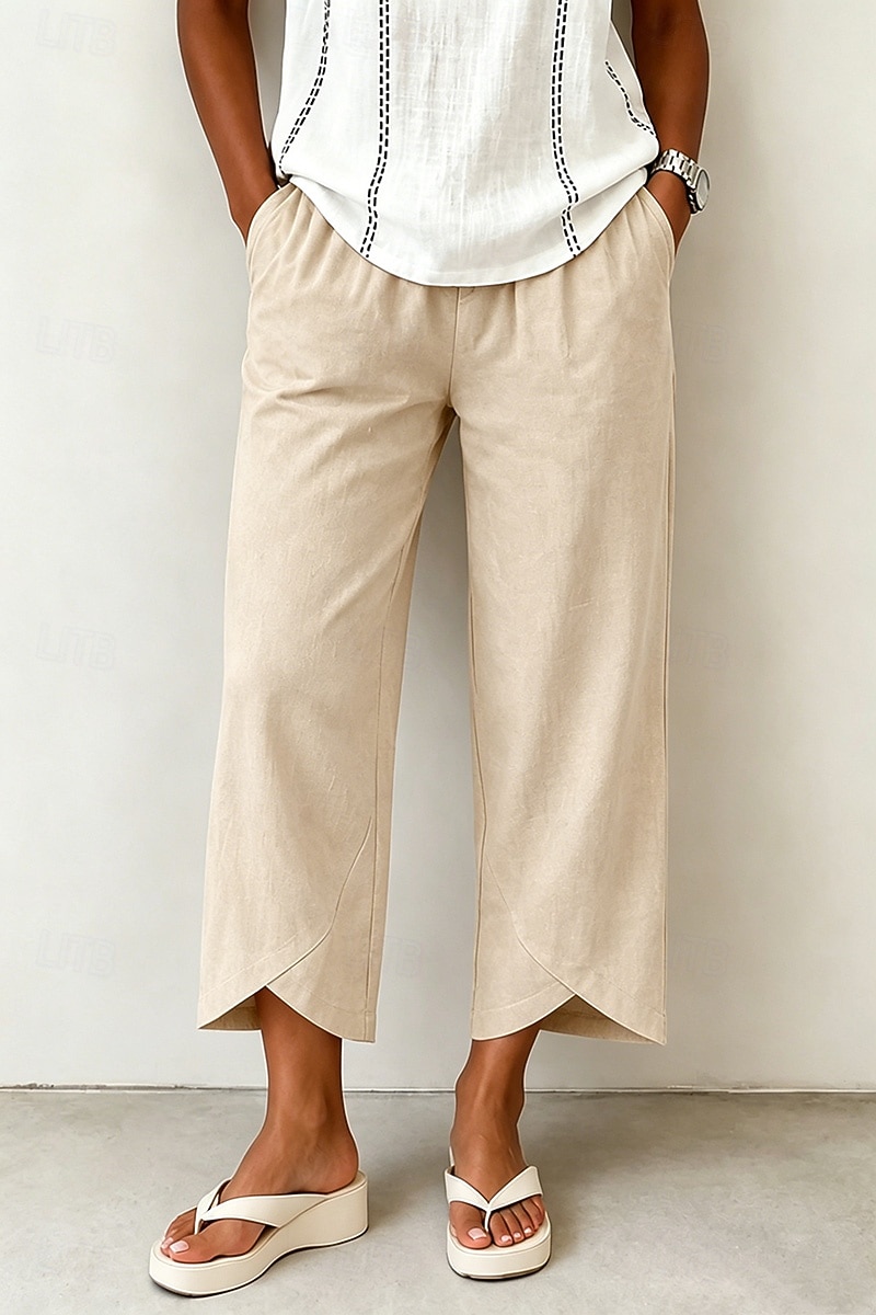 Mujer Pantalones casuales Pantalones Rectos Elegante Vacaciones Casual Longitud total Alta cintura Caqui Negro Blanco Azul Marino Oscuro Verano Primavera Otoño 2026 - $22.99 –P7