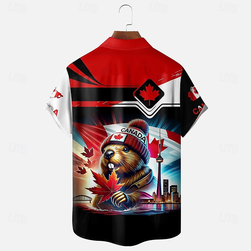 Canadadag Voor heren Esdoornblad Bever Nationale vlag Overhemd Zomer overhemd Overhemd met knopen Korte mouw Grappig Vaderlandslievend Buiten Feestdagen Zomer Lente Strijkijzer 3D-afdrukken shirts 2026 - $25.99 –P4