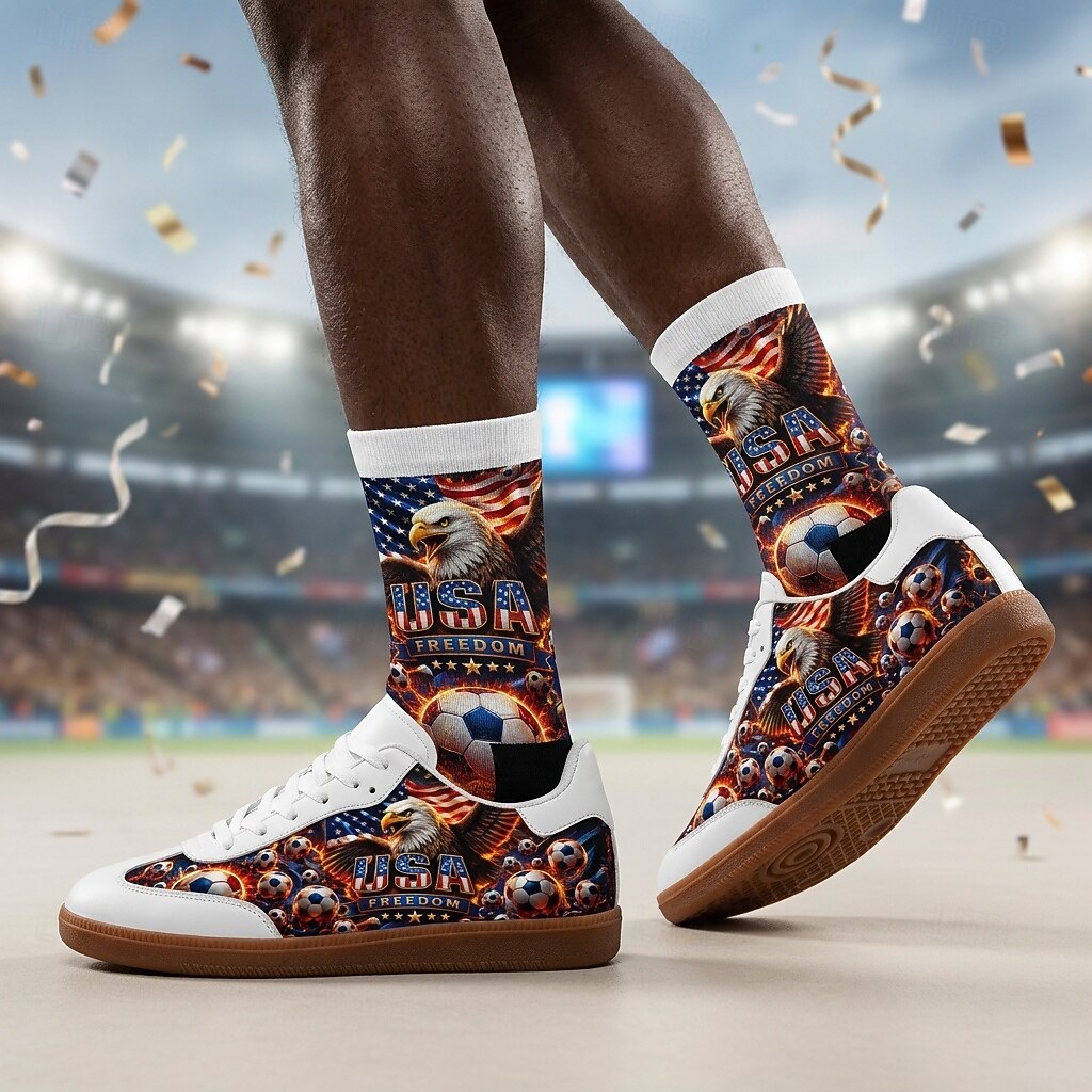 Men's USA Eagle Soccer Print Casual Sneakers Lace-Up Lightweight Comfort Walking Shoes Patriotic Football Fan Footwear for  Match Day, Sports Events, Travel and Everyday Streetwear 2026 - $54.99 –P2