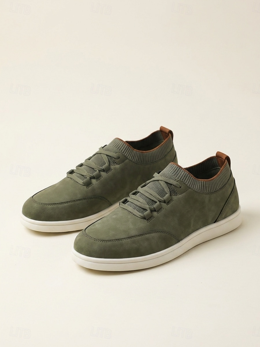 Men's Olive Casual Sneakers Lace-Up Lightweight Comfort Walking Shoes Soft Low Top Footwear for Outdoor Resort, Travel, Weekend Outings and Leisure Wear 2026 - $34.99 –P1