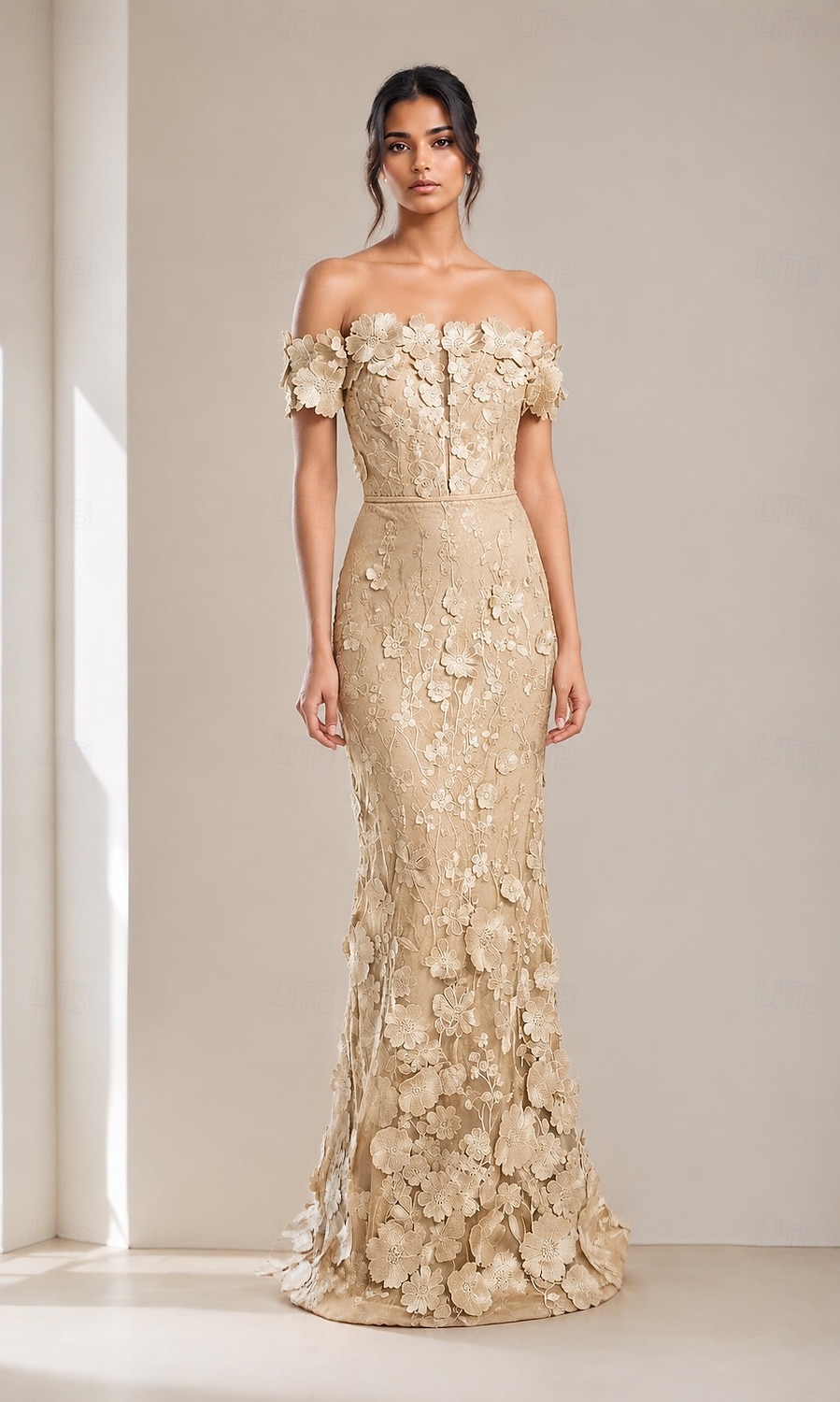 Sirena Tromba Lunghezza al pavimento Abiti da Ballo Abito da Sera Da principessa Abito formale Elegante Scintillante Stile Celebrità Senza Maniche Senza Spalle Festa in giardino Matrimonio Pizzo con del 2026 a $195.99 –P11