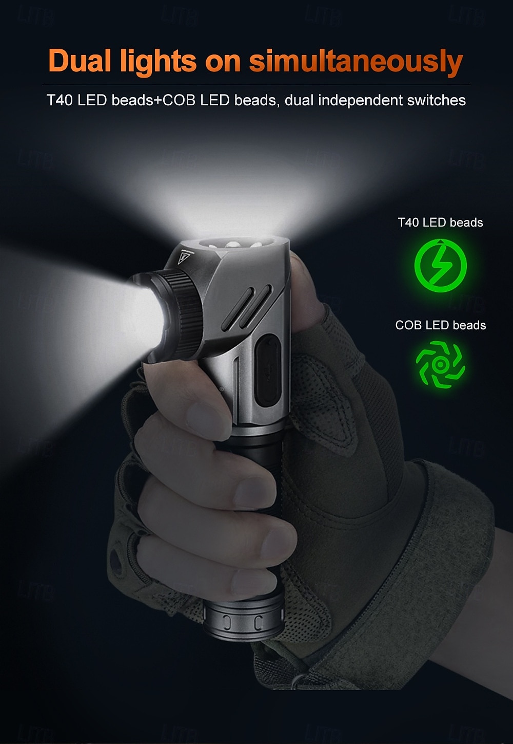 Rechargeable Tactical Flashlights 1600 High Lumens 2 Light Sources,6 Modes, 90 Degree Rotating,Waterproof Working Light with Magnetic Base for Home Emergency, Outdoor, Camping 2026 - $43.99 –P2