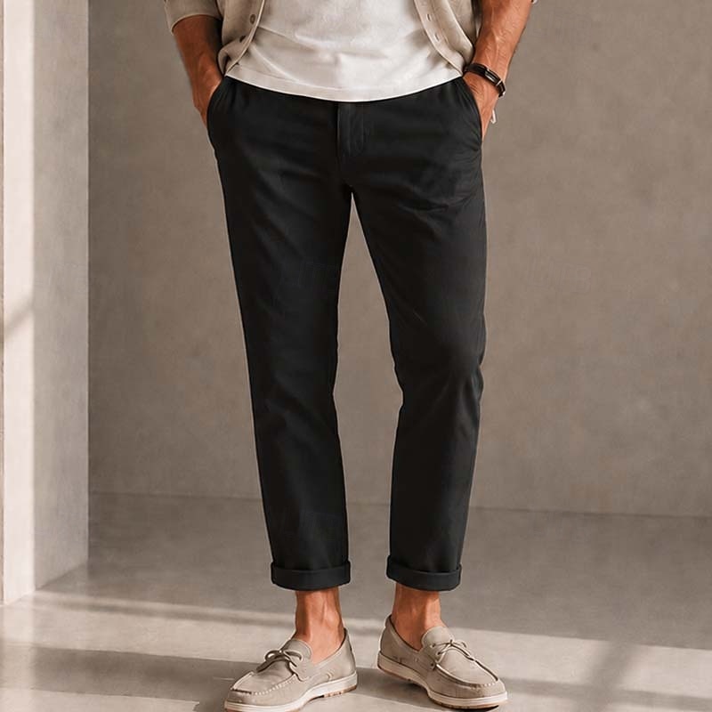 pantaloni chino da uomo casual neri e bianchi micro-elastici del 2026 a $39.99 –P3