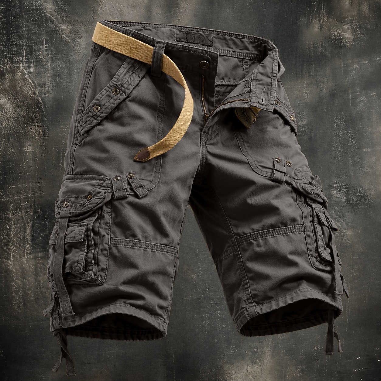 Hombre Pantalones tipo cargo Pantalón Corto Cargo Pantalón corto Pantalones cortos casuales Bolsillo Cintura elástica Color sólido Plano Longitud de la rodilla Casual Exterior Ropa de calle Moda Ropa 2026 - $37.99 –P5