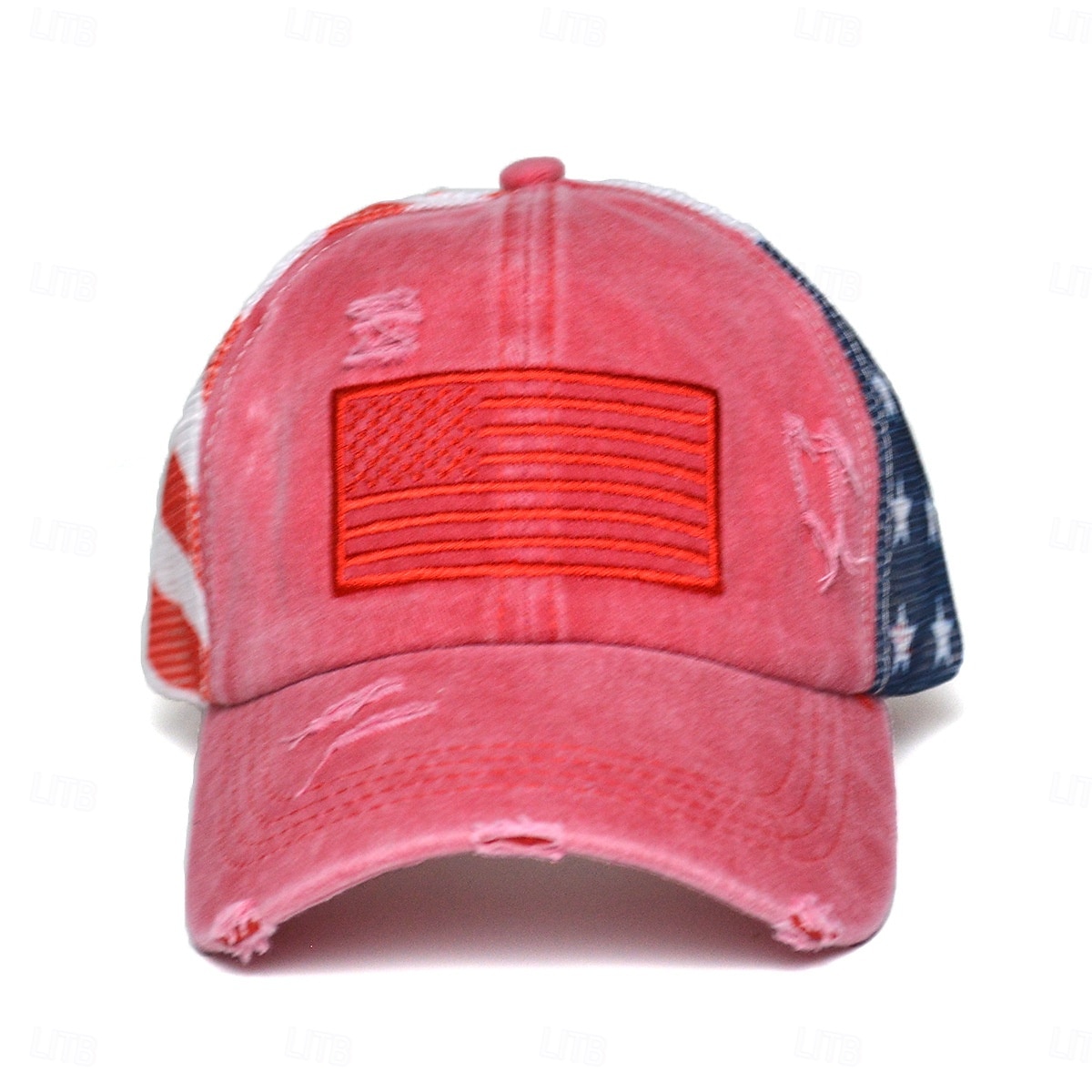 Bold Freedom Ponytail Cap, patriotische Baseballkappe mit Used-Look und amerikanischer Flagge für Damen, Trucker-Cap aus gewaschener Baumwolle, verstellbarer Sonnenhut mit Klettverschluss zum 250. 2026 - $16.99 –P4