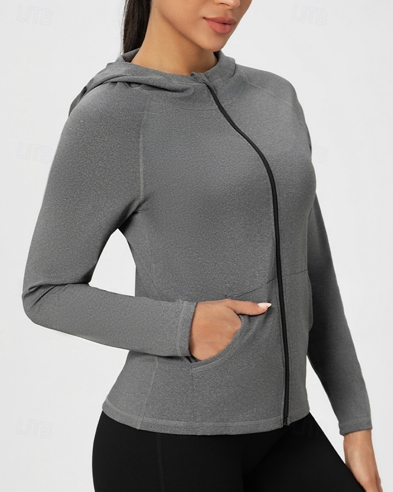 Women's Solid Colored Workout Shirt Tennis Sports Jacket Long Sleeve Zipper Pocket Quick Dry Lightweight Moisture Wicking Breathable Tennis Golf Pickleball Hooded Jacket Black Pink Navy Blue Tennis 2026 - $24.99 –P9