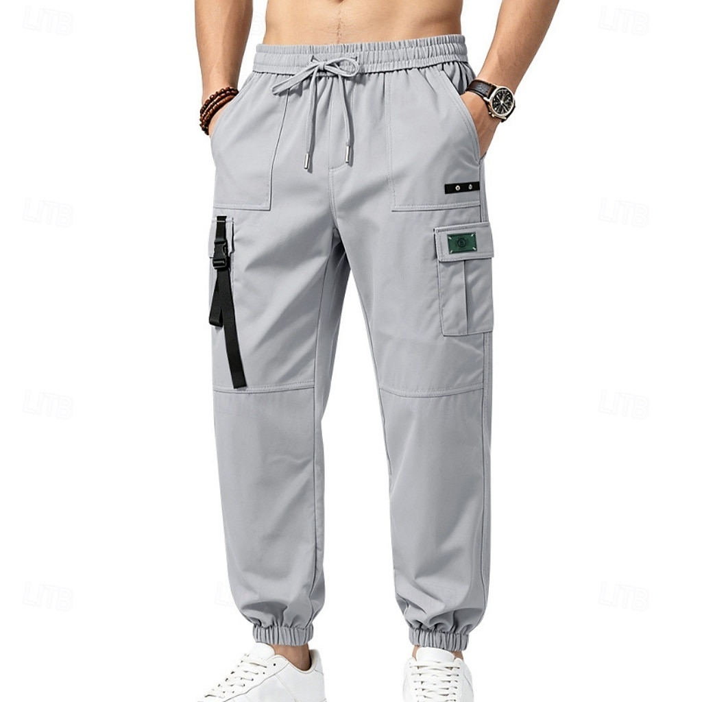 Per uomo Pantaloni Cargo Joggers Pantaloni Coulisse Elastico in vita Multi-tasche Tinta unica Antivento Comodità Quotidiano All'aperto Ferie Streetwear Elegante Cachi Nero Inelastico del 2026 a $29.99 –P18