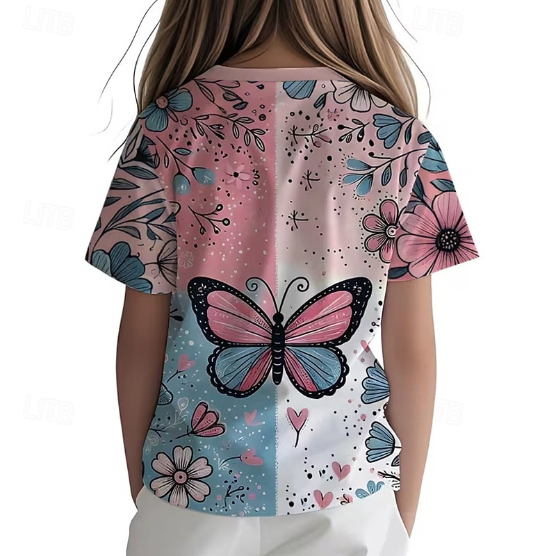Ragazze 3D Grafico Farfalla Maglietta Manica Corta Stampa 3D Estate Primavera Sport Moda Streetwear Bambini 5-12 anni Girocollo Casuale Quotidiano All'aperto Vestibilità regolare del 2026 a $13.49 –P4