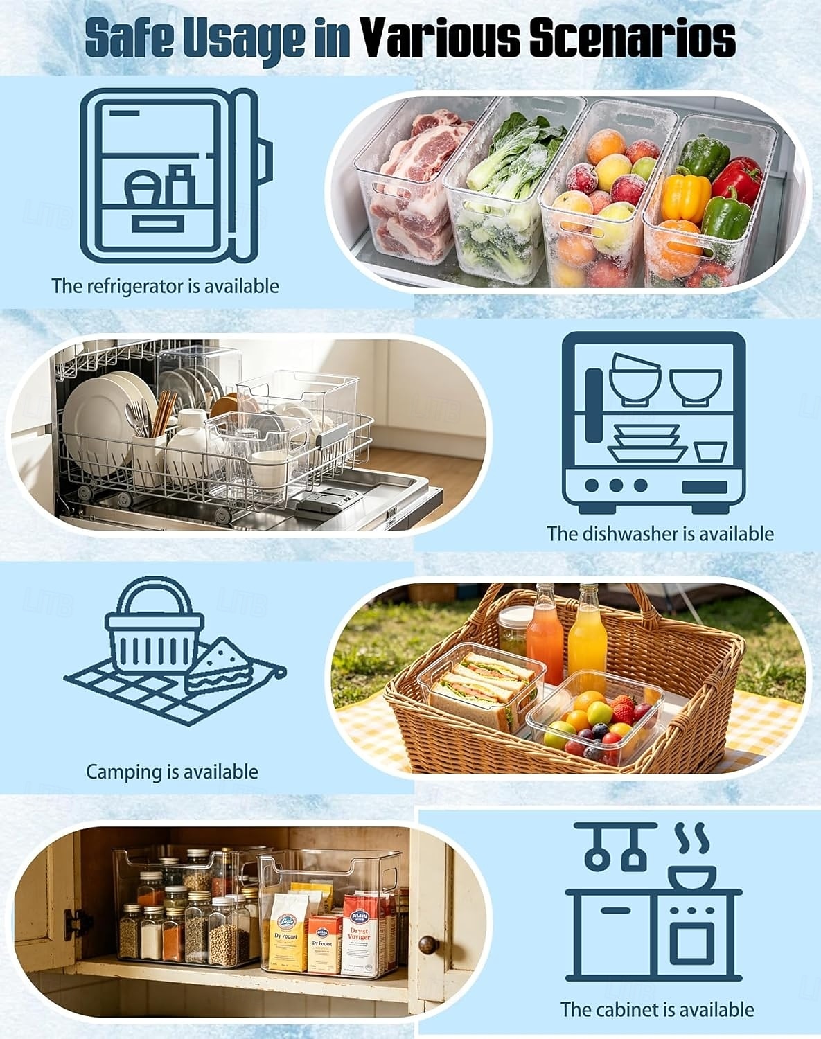 4PCS Crystal Clear Freezer Storage Bins with Handles, Stackable Deep Freezer Organizer Containers for Upright and Chest Freezer, Refrigerator Drawer Organizer Baskets for Meat, Vegetables, Frozen Food 2026 - $15.49 –P8