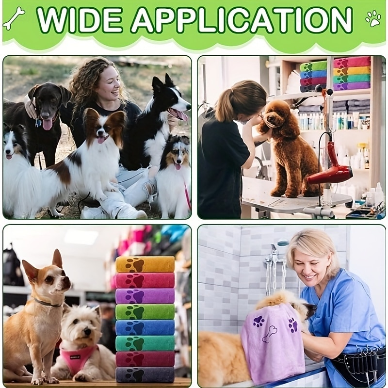 Quick-drying Pet Towels 4-pack, random colors, quick-drying, soft, absorbent polyester pet towels - bathing supplies for medium-sized dogs, paw print design. 2026 - $30.99 –P8