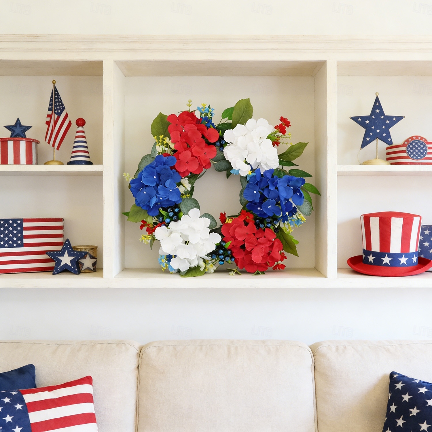 Patriotic Wreath for Front Door 22 Inch 4th of July Red White and Blue Wreaths 250 Anniversary USA Outdoor Decorations America Summer Wreath with Hanger for Home Party Gift 2026 - $30.99 –P9