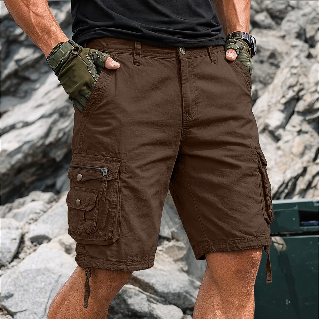 Homens Bermuda Cargo Shorts de trabalho Shorts de Trilha Perna Cordão Bolso multi 6 Bolso Tecido Curto Casual Esportes Para Noite Roupa de rua Clássico Azul Cáqui Sem Elasticidade de 2026 por $37.99 –P16