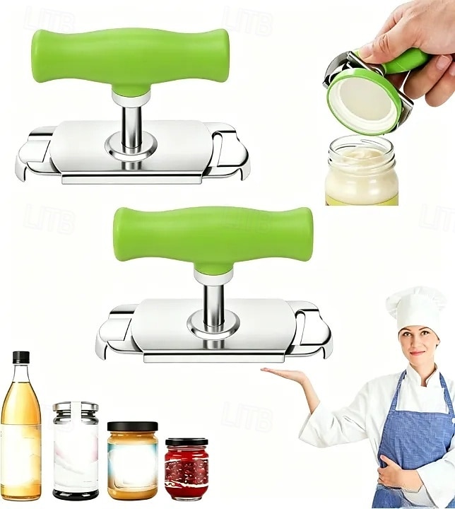 Lot de 2 ouvre-bocaux ergonomiques en acier inoxydable, pour une ouverture facile des couvercles. Conception métallique durable pour bocaux et récipients alimentaires. Pince pour ouvrir les bocaux de de 2026 ? $15.99 –P2