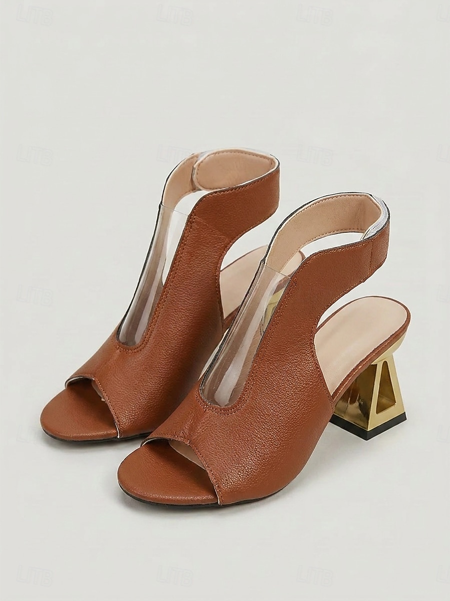 Women's Black Open Toe Sandals - Modern Faux Snake Texture Block High Heels with Clear PVC Panel for Office Work, Daily Commute & Business Casual 2026 - $32.99 –P6