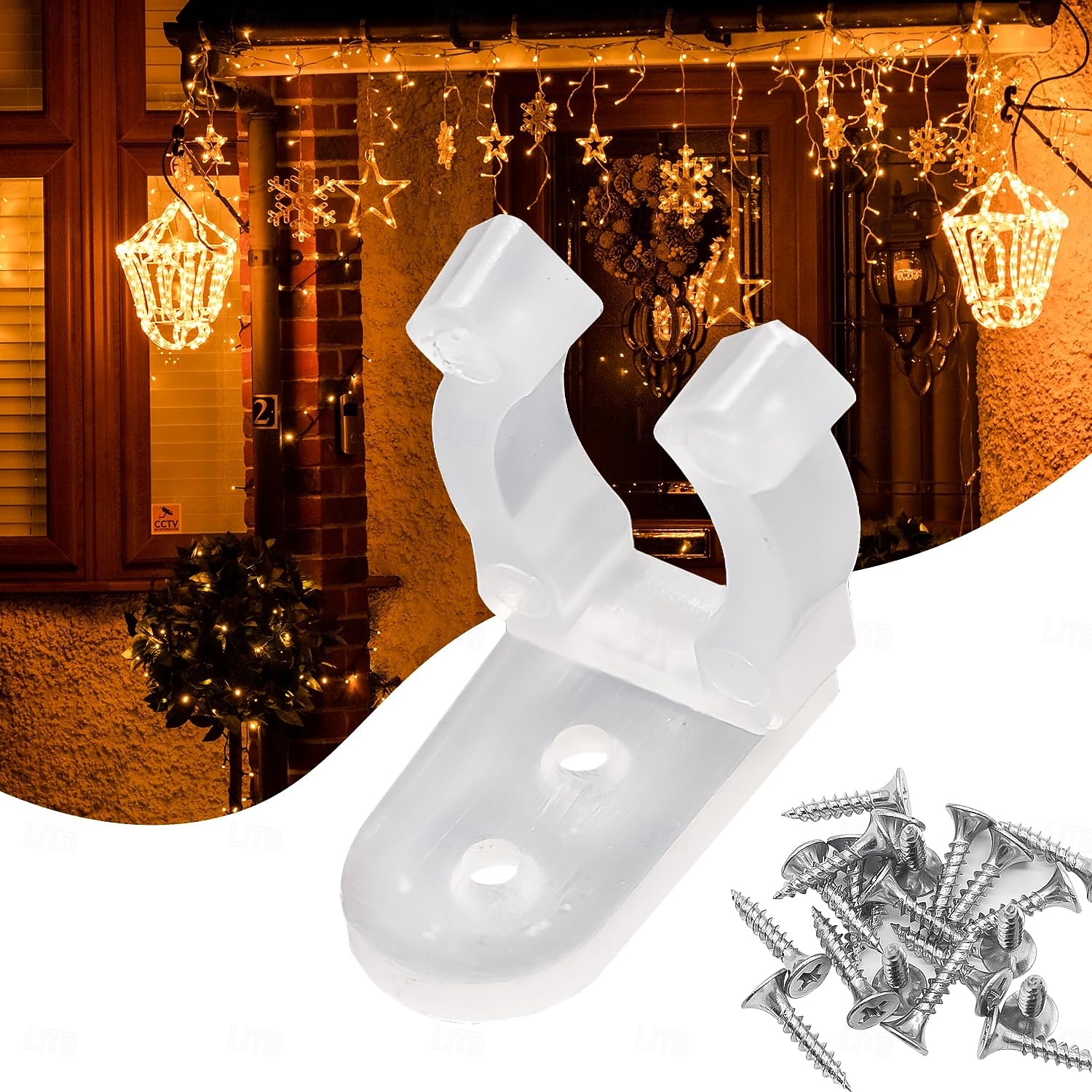 20-200 pezzi 1/2 pollice applicabili per clip per luci a corda LED da 10-15 mm con 40-400 pezzi viti per clip di montaggio per luci a corda in PVC per esterni, ganci per Natale e matrimoni del 2026 a $8.99 –P1