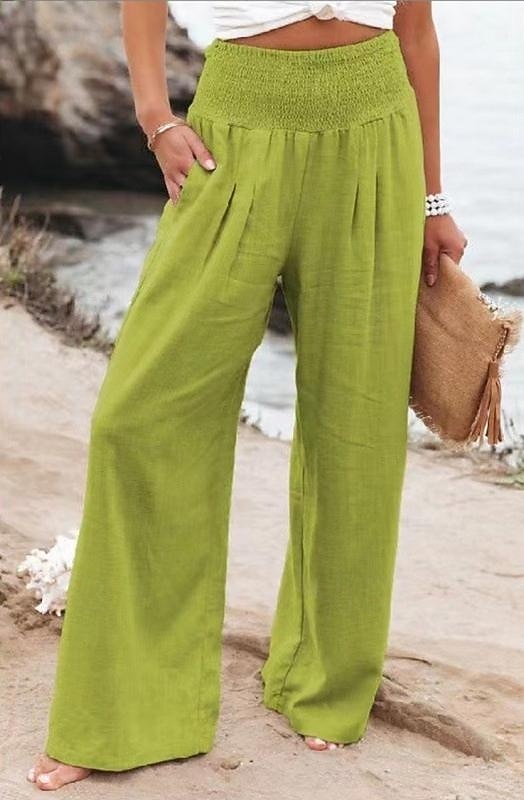Damen Weites Bein Urlaub Stilvoll Volle Länge Hohe Taille Plissiert Komfort Dehnbar Täglich Strand Violett Marineblau Khaki Schwarz Sommer Frühling Lässiger Schnitt 2026 - $24.99 –P8