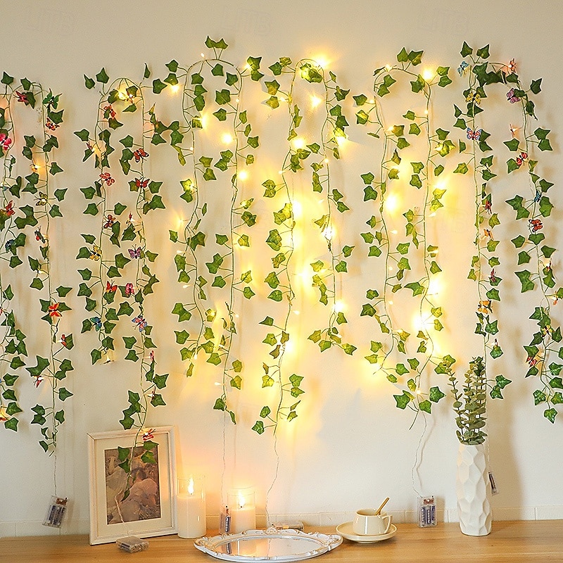 Lichterkette mit Schmetterlings-, Lilien- und Efeumotiven, für drinnen und draußen, geeignet für Wohnzimmer, Schlafzimmer, Terrasse, Garten, Hochzeiten und Partys, batterie-, kabel- oder 2026 - $10.99 –P20