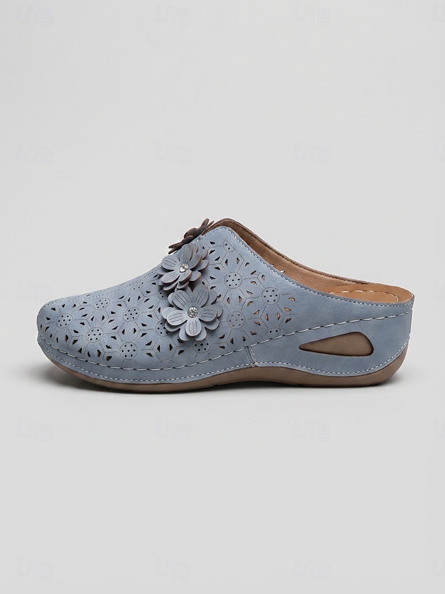 Women's Sky Blue Breathable Wedge Clogs - Lightweight Slip-On Comfort Mules with Floral Detail, Soft Non-Slip Casual Shoes for Walking, Trave & Daily Wear 2026 - $24.99 –P5