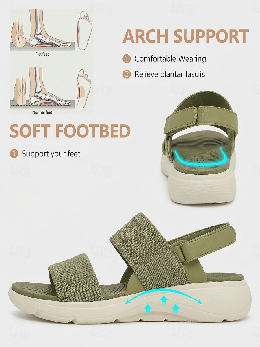 Women's Green Arch Support Comfort Sandals – Adjustable Hook & Loop Walking Sandals with Shock Absorbing Sole for Casual Walking, Travel & All-day Comfort 2026 - $34.99 –P1