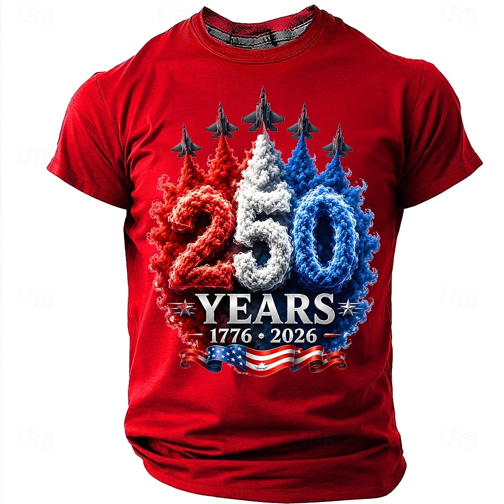 Men's 250th Anniversary Patriotic American Flag 1776 2026 Graphic T Shirt Short Sleeve Crew Neck Summer Street Top 2026 - $18.99 –P10