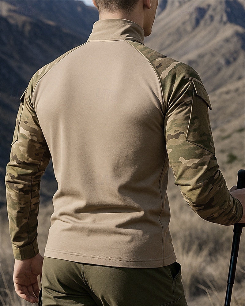 Per uomo Felpa Polo cima dell'escursionismo Manica Lunga Collo alla coreana Top Esterno Asciugatura Rapida Leggero Elastico Traspirante Primavera Autunno Zip a un quarto Pullover Poliestere Mimetico del 2026 a $24.99 –P2