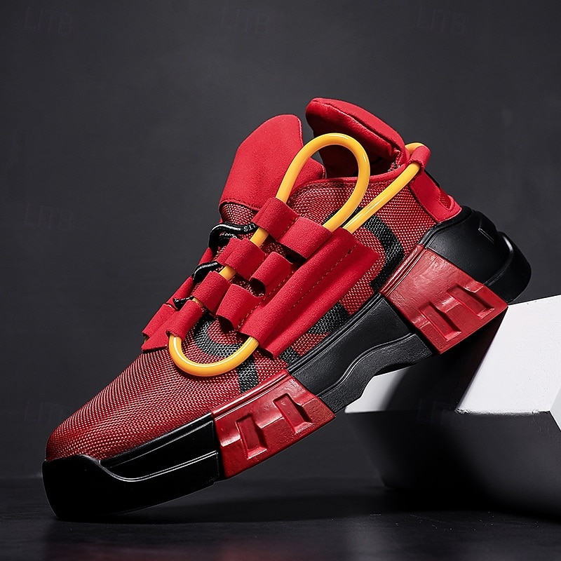 Men's Red Athletic Sneakers, Lace-Up Sport Running Shoes, Bold Colorblock Training Shoes for Gym, Streetwear, Outdoor 2026 - $42.99 –P1
