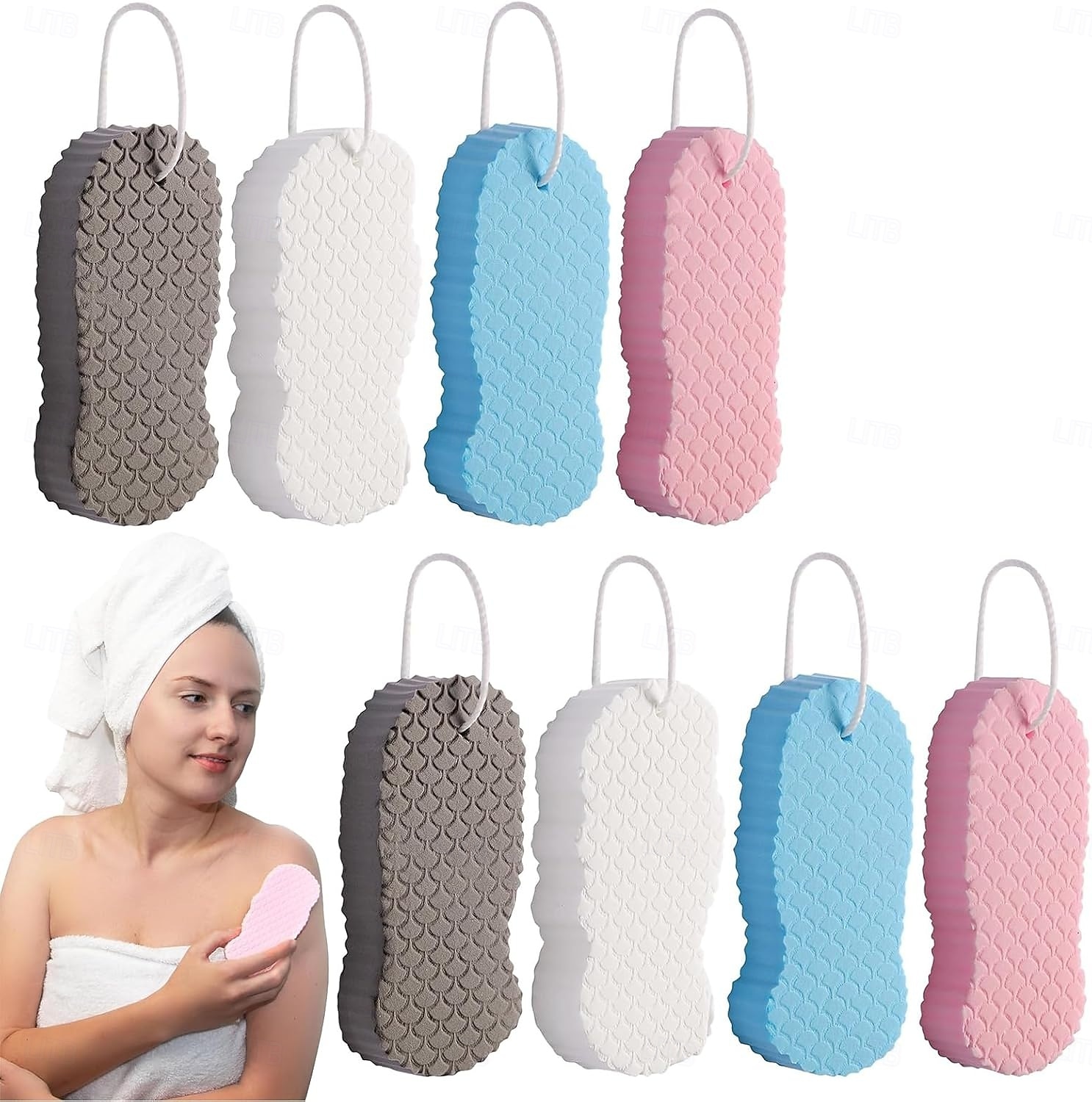 8 bucăți mingi de baie exfoliante 3D ultra-moi, scrubber corporal reutilizabil pentru curățarea profundă și îndepărtarea pielii moarte, durabil și igienic, potrivit pentru utilizare la spa acasă, face 2026 - $13.99 –P1