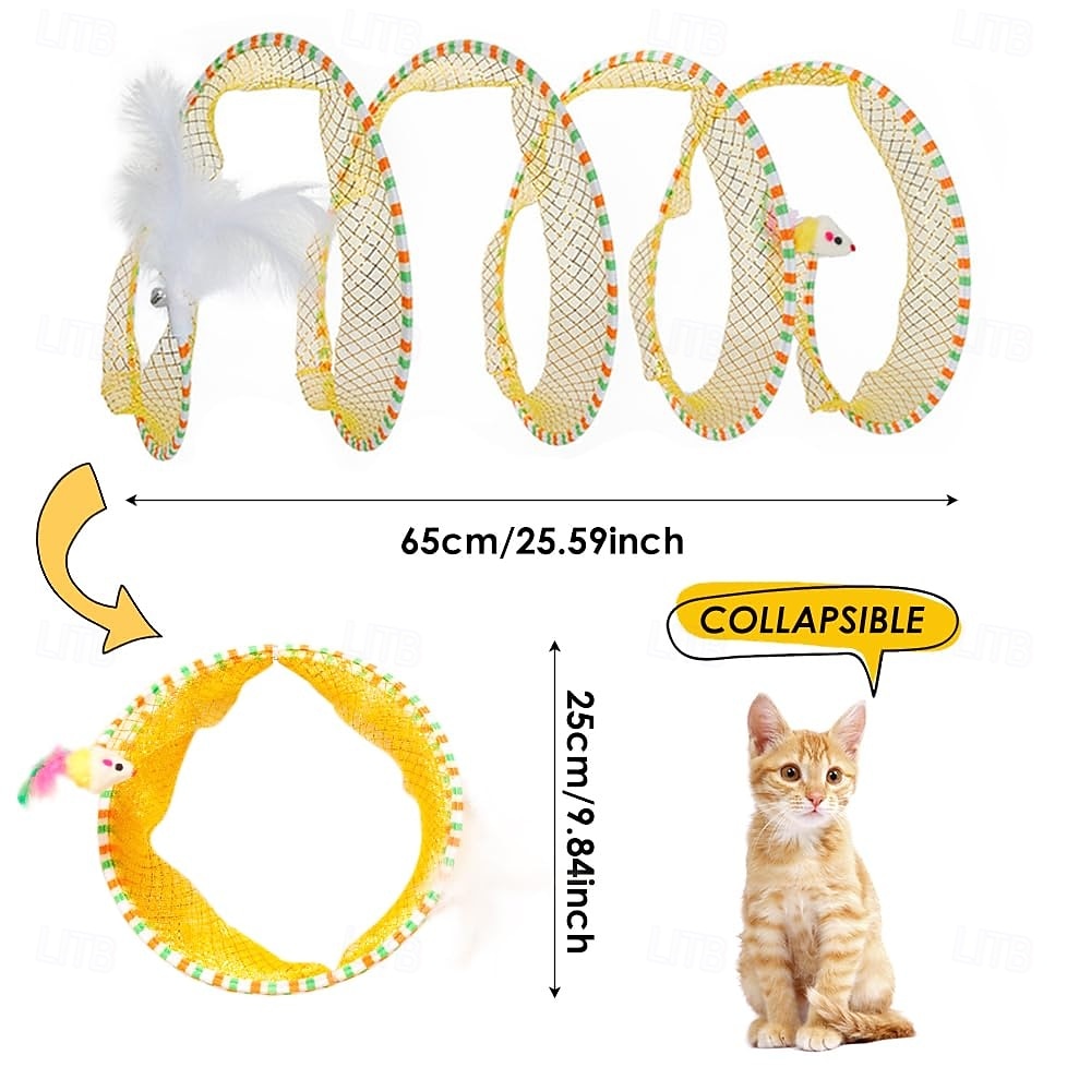 Tunnel a molla per gatti, tunnel a spirale pieghevole per il gioco autonomo con giocattoli a forma di topo e piume per gattini, conigli e cuccioli da interno. del 2026 a $19.99 –P3