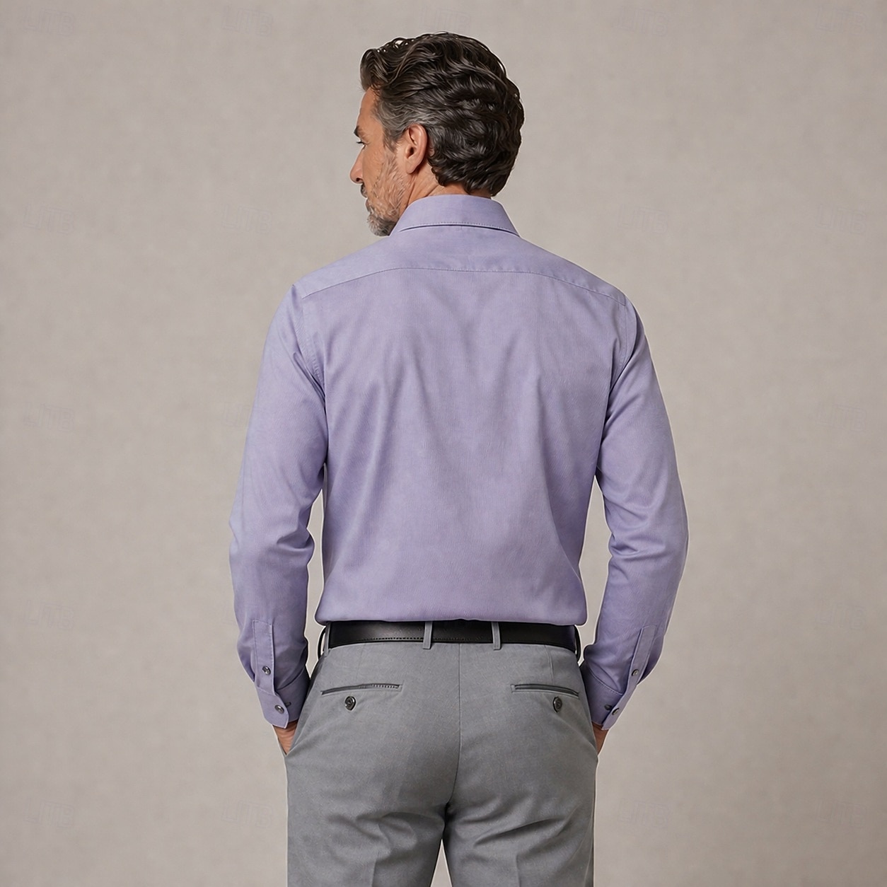 Men's Business Shirt Wool Blend Solid Light Purple 2026 - $48.99 –P2